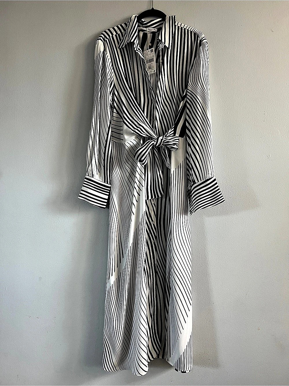 MNG Striped Maxi Dress in Black & White Size Medium NWT